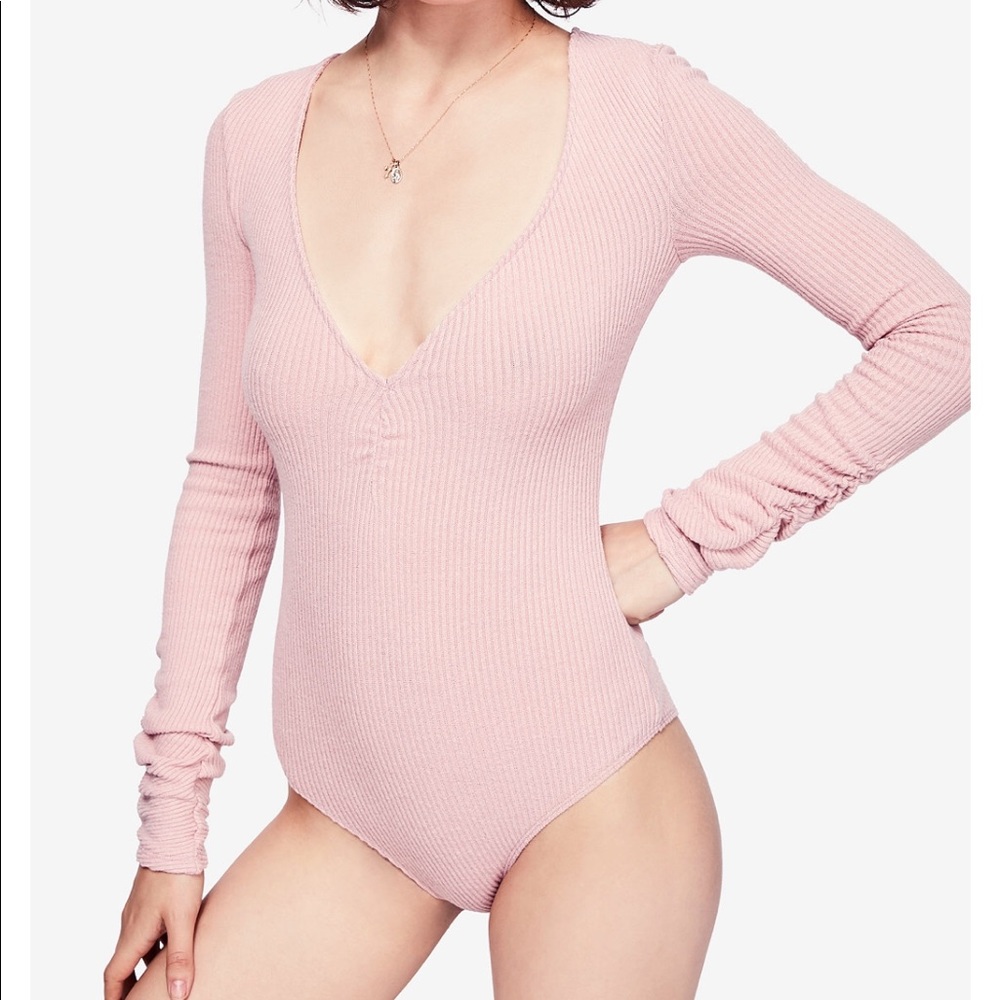 *NWT* free people cozy up body suit in pink salt